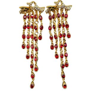 中古耳饰Vintage重工夸张扫肩宽气质琉璃流苏925银针耳钉XZY