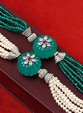 青岛中古国风琉璃珍珠项链女士