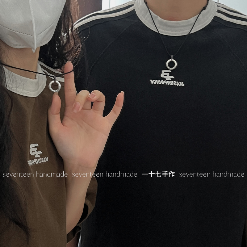 情侣项链黑绳一十七手作实心足银