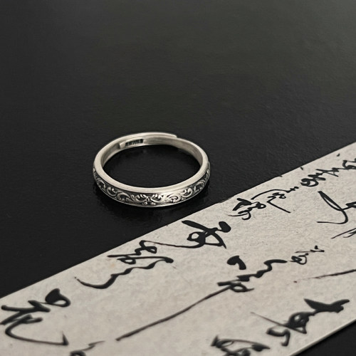 足银开口戒指新中式一十七手作