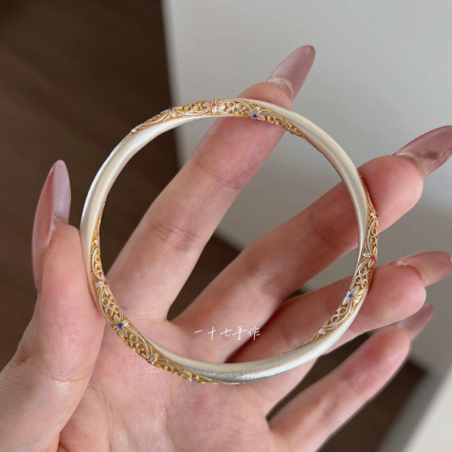 一十七手作「格桑花」足银手镯女
