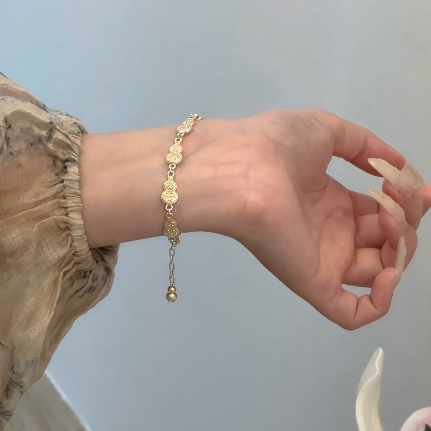 轻奢足银999.9珐琅彩葫芦手链女