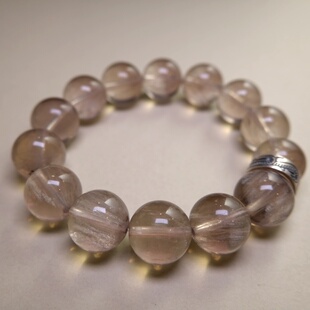 【清寒】天然水晶手串拉丝闪片萤石s925原创设计