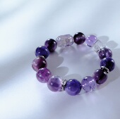 花想容2.0 天然水晶手链紫锂云母紫龙晶巴西紫水晶超七闪灵