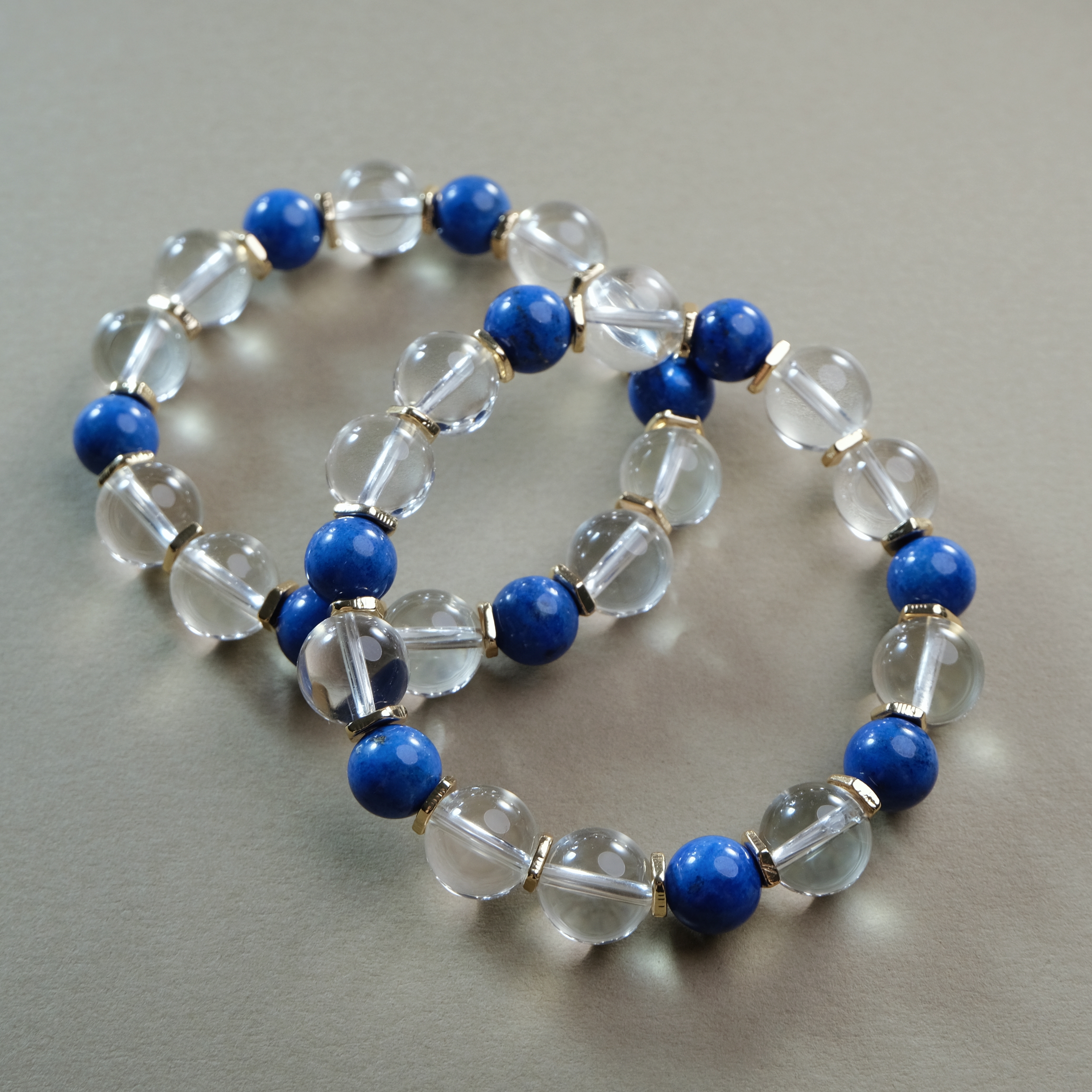 【蓝溪】原创设计巴西白水晶净体老矿青金石14k包金保色