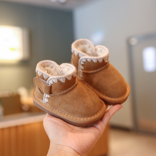 Sportmern宝宝学步鞋软底防滑婴儿鞋子女小童雪地靴加绒保暖棉鞋