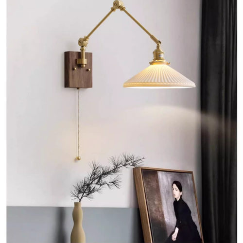 日式胡桃木客厅卧室壁灯