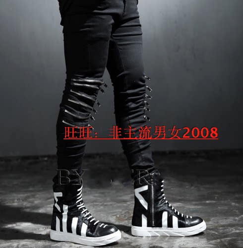 修身小脚弹力拉链牛仔裤