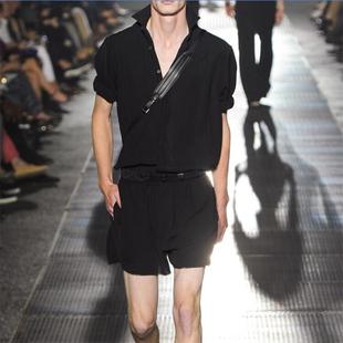 短袖 连体裤 连体服工装 余文乐夏季 修身 发型师潮男短裤 连衣裤 大码