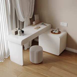 全实木梳妆台斗柜一体现代奶油风卧室高级房间化妆桌收纳柜奶油风