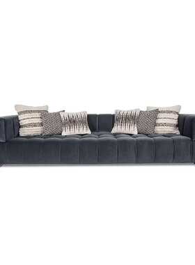 北欧轻奢复古灰色丝绒沙发设计师酒店公寓民宿双三四人沙发工作室