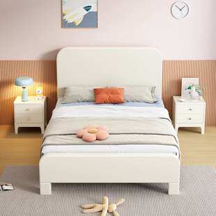 白色实木床现代简约主卧双人床1米8储物床小户型1米2儿童床