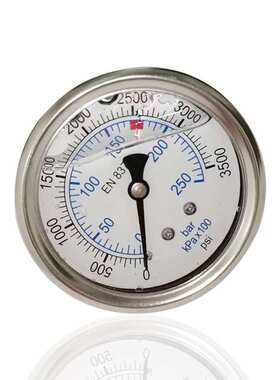 高压清洗机压力表不锈钢充油耐震轴向注油YBN60Z 250bar M14*1.5