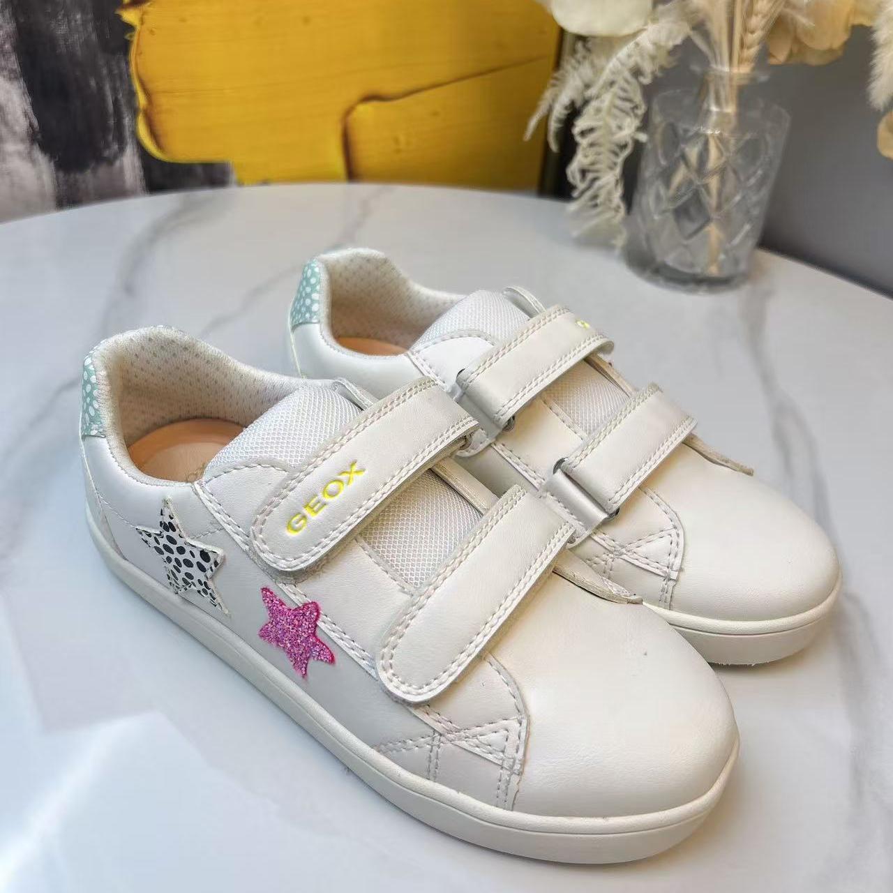 GEOX专柜正品会呼吸的鞋白色女童休闲板鞋J25EUC 2/1