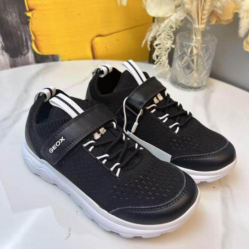 GEOX专柜正品会呼吸的鞋黑色男童休闲运动鞋J26H7C 2/1