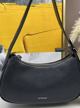 意大利轻奢品牌深灰色高级小众感软皮简约单肩腋下包包240063