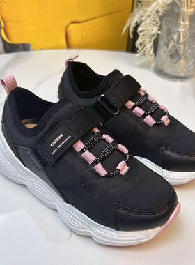 GEOX专柜正品会呼吸的鞋儿童黑色休闲运动鞋J16CNB 2/1