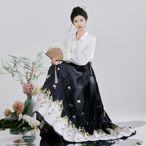序绘原创汉服[春晓]织金仿妆花明制新中式梯形马面裙白菜夏款汉服