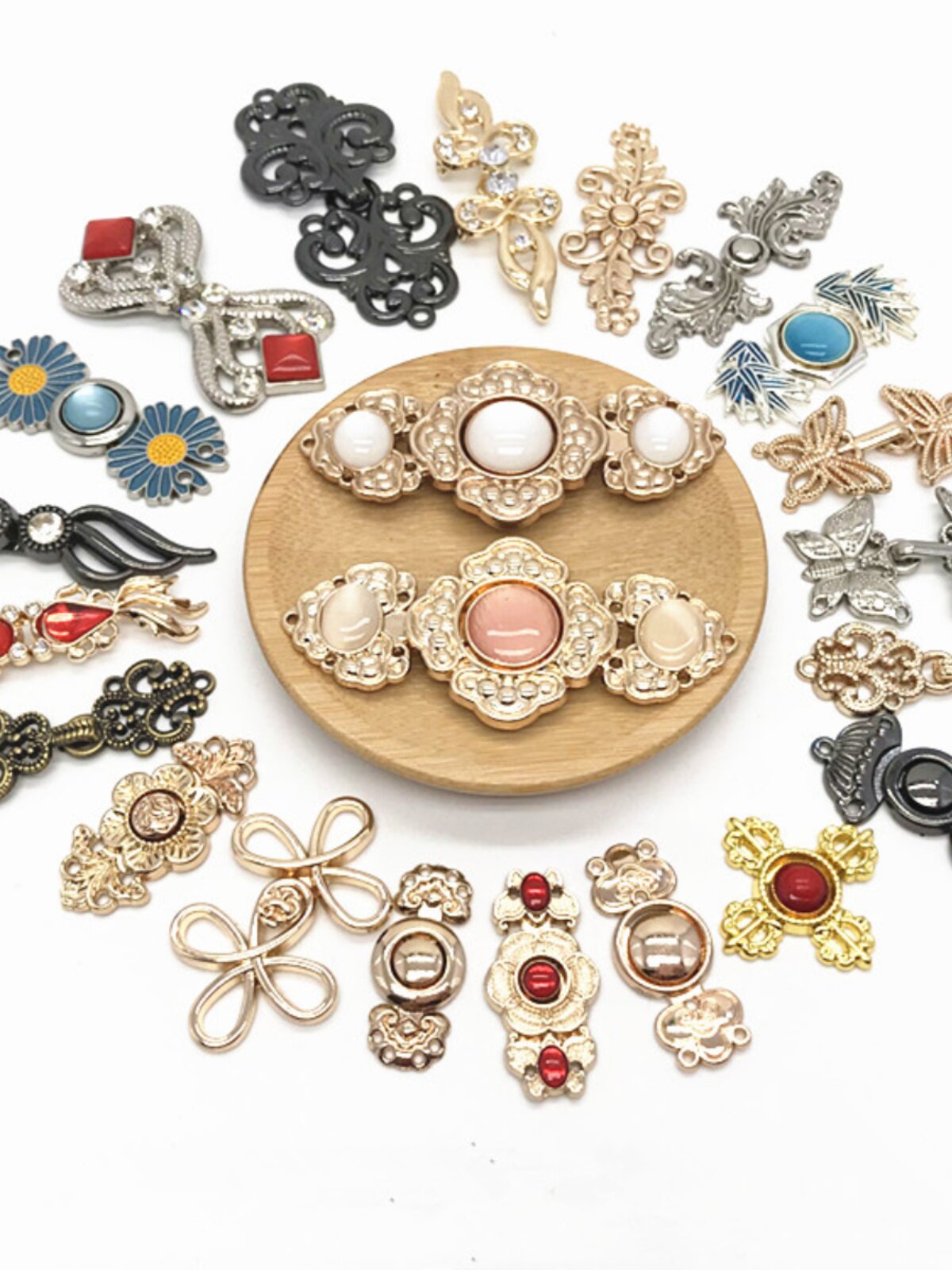 금속판 버클 버클 버클 고대 HANFU 치파오 버클 복고풍 버튼 버클 다목적 버튼 장식 버클