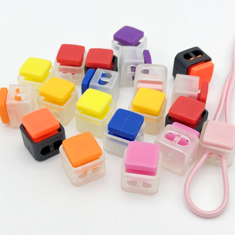 正方形弹簧扣彩色塑料猪鼻扣衣服抽绳调节卡扣鞋带松紧帽绳收紧扣