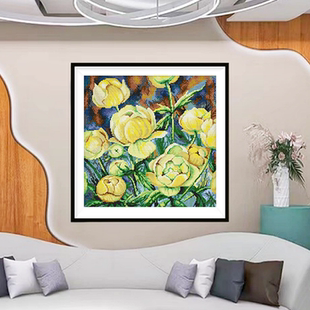 新款印花十字绣棉线满绣套件植物花卉图案盛开的茶花客厅卧室挂画