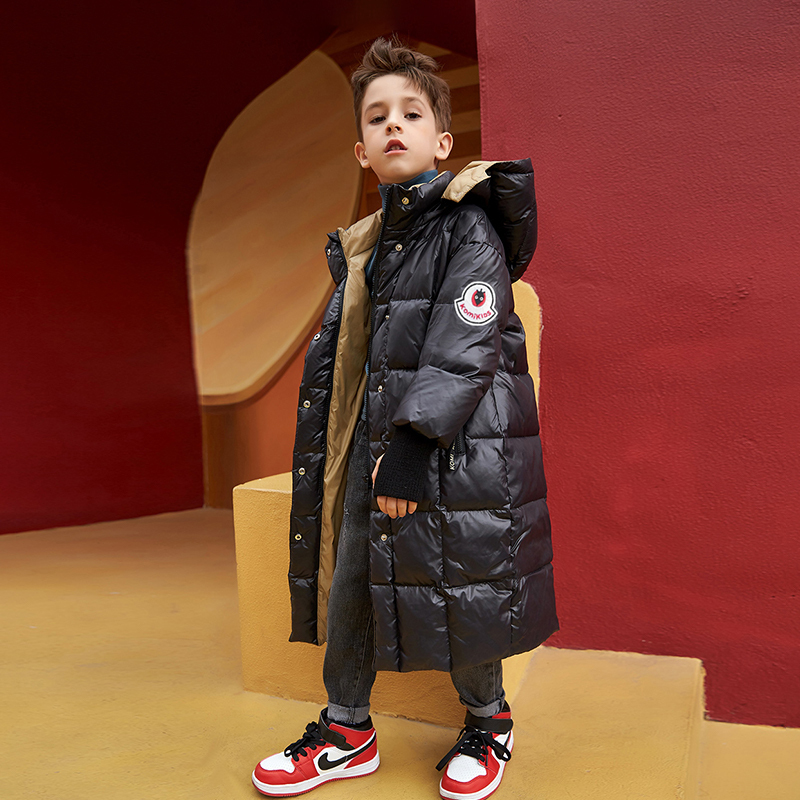 【5折特卖】儿童羽绒服冬季加厚冬装外套男童长款过膝保暖白鸭绒