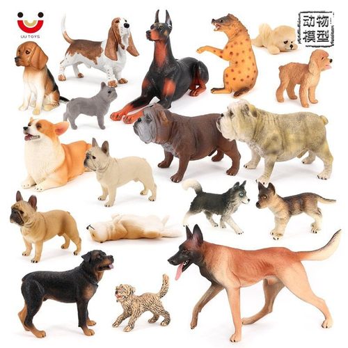 儿童玩具仿真动物模型狗狼狗杜宾泰迪比格牧羊犬斗牛犬宠物狗摆件