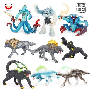 兒童玩具魔幻動物仿真模型魔獸水蟹怪龍冰魔人地獄犬雪狼奇美拉獸