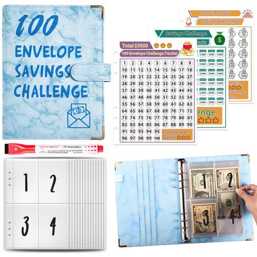 跨境100EnvelopeChallenge 100天挑战存钱本活页本现金储蓄本