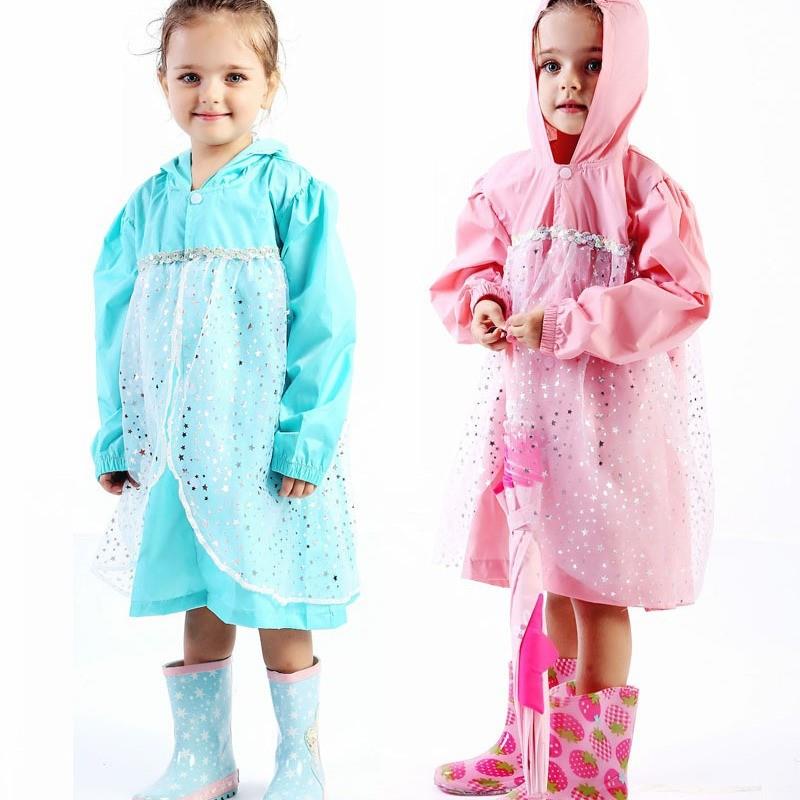 跨境加长版enbihouse冰雪公主儿雨衣雨披风衣外套带拉链送收纳袋