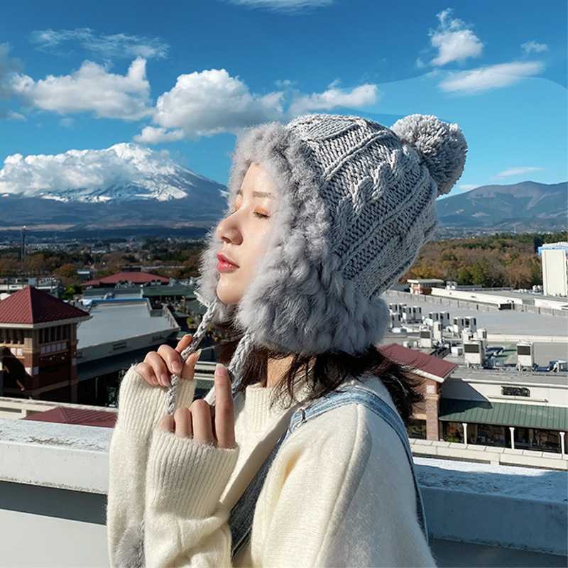韩版ins网红款可爱毛线帽女秋冬