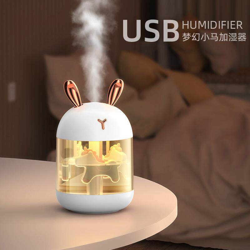 新款萌宠usb迷你加湿器家用静音小型桌面卧室空气喷雾创意梦幻马