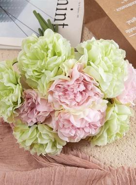 厂家仿真花销售牡丹花束植物外贸家居装饰婚庆手捧花假花GF14921B