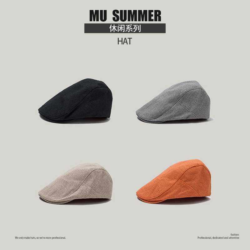 帽子女鸭舌帽男女大头帽春夏户外亚麻特薄防晒帽文艺青年帽前进帽