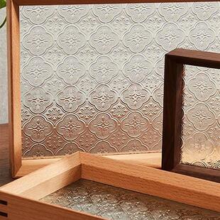 复古玻璃贴纸透光不透明美式艺术酒柜门玻璃纸静电海棠花贴膜窗贴