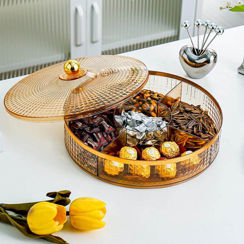 轻奢高档密封干果盘家用客厅茶几零食点心糖果盒过年瓜子坚果盘