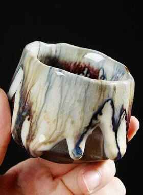 侘寂风茶杯手工日式复古粗陶咖啡杯子跨境陶瓷功夫品茗杯家用水杯