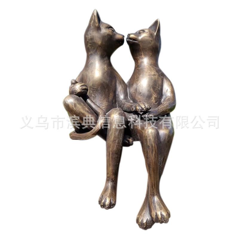新款小猫约会树脂工艺品摆件欧美家居庭院装饰简约工艺品摆件