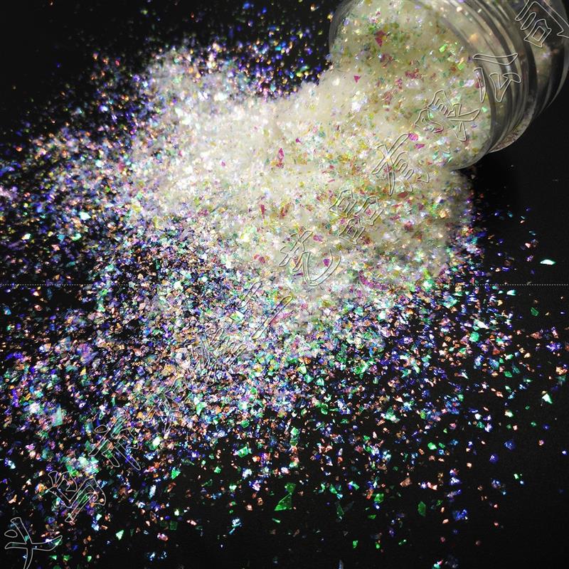 白色PET金葱幻彩紫金绿2*2不规则小碎片闪光亮片化妆美甲滴胶礼品