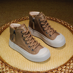 早秋鞋子女2025新款爆款冬加绒棉鞋大码女鞋41真皮软底高帮板鞋43