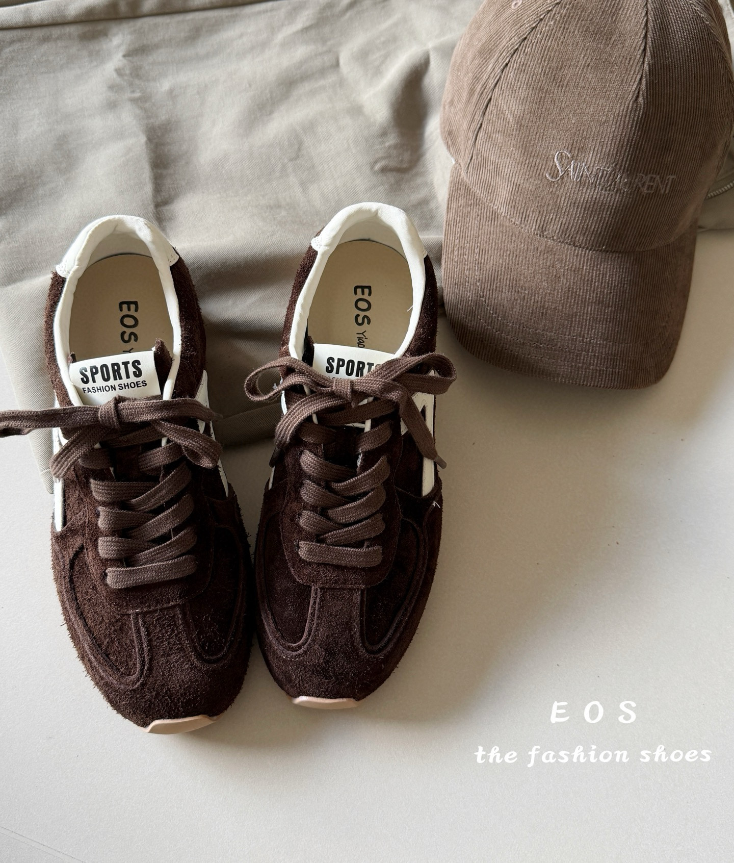 EOS~B25180-1真皮阿甘鞋女2025秋韩版增高系带磨砂皮运动德迅鞋