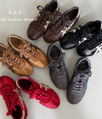 。EOS25255-1秋冬阿甘鞋女透气真皮运动休闲鞋低跟平底板鞋系带