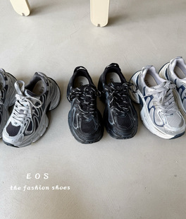 。EOS25136-3秋款单鞋女厚底网面老爹鞋透气运动休闲鞋子系带