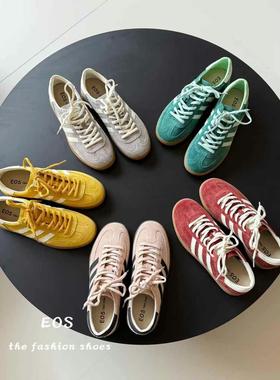 。EOS真皮复古德训鞋女2025春夏真皮百搭运动休闲板鞋23720-30