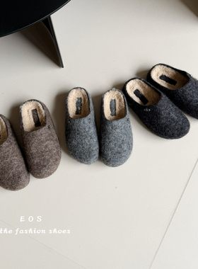 25286-6冬款低跟呢子加绒休闲包头拖加棉拖鞋一脚蹬半拖