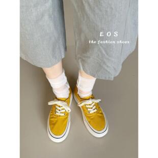 。女鞋新款厚底2025帆布鞋女高级板鞋两穿懒人系带女鞋2507-1