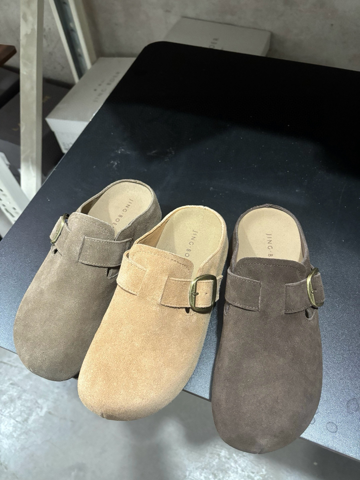 景宝儿605-1/9273秋季新款勃肯鞋女复古休闲一脚蹬包头拖鞋穆勒鞋