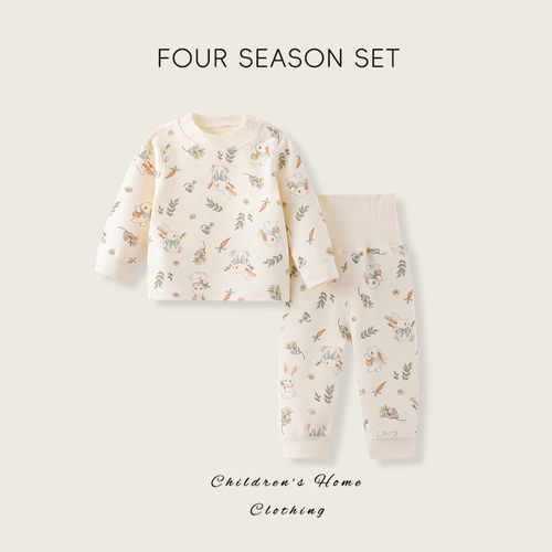 婴儿舒绒棉高腰护肚保暖睡衣套装