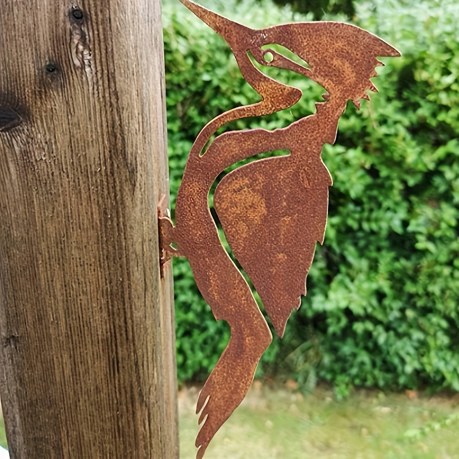 做旧铁艺啄木鸟剪影农场树木插件铁锈艺术花园装饰木栅栏篱笆装饰,家居饰品,户外/庭院摆件,淘宝优惠券,粉丝福利购,淘宝优惠卷