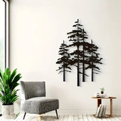 松树剪影文艺风金属墙画艺术装 饰客厅玄关家居壁饰现代铁艺挂件